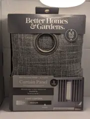 Better Homes & Gardens Woven Grommet Blackout Window Curtain Fabric,Gray,50"x63"