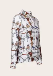 New With Tags Espoir White Carnival Button Shirt Equestrian Wear Sz Extra Small