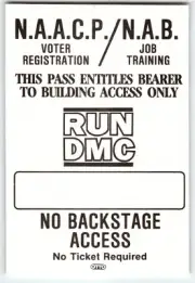 Run DMC No Backstage Access Pass Vintage Original Vintage Cloth Fabric