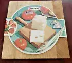 NEVCO Hardwood Square Two-Tone Solid Cutting Block Cheese Board Handled New 1973