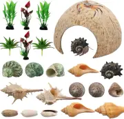 Hermit Crab Supplies, 22 Pcs Hermit Crab Shells, Natural Coconut Shell Reptile H