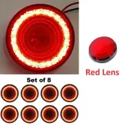 (Set/8) 4" Round LED MIRAGE Stop, Turn & Tail Lights - Red LED/Red Lens - S/T/T