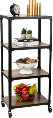 Elegant 4-Tier Bar Cart with Locking Wheels - Versatile Mobile Storage Solution