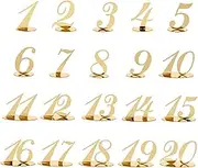 Acrylic Table Numbers 1-20 Decoration Gold Table Numbers Signs With Stand Base Table Number for Wedding&Party Double Side Mirrored