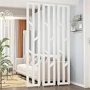 3 Pcs Room Divider Post Privacy Screens, Metal Room Separation Deviders Column, Floor to Ceiling Wall Partition, Room Separator Fence Adjustable Height, No Drilling(White,200cm/78.7in/6.56ft)
