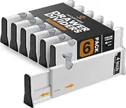 RAPTUROUS Adjustable Drawer Dividers 6 Pack, 4” High, 11-17” Long, Dresser Drawer Divider for Bedroom, Closet, Kitchen, Nursery Organization, Office, Strong & Sturdy Hold, Soft Foam Edges（White）