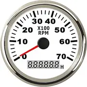 SKMWLMRAJ 3/4/6/8/10/12 Cylinder Engine Tachometer for Auto Outboard Motor Car Boat Combination Hour Meter Tach 7000RPM REV Counter 12 24V Automobile Tachometer(WS 7K)