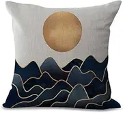 Cushion covers Cushion Covers 40cm x 40cm Orange Purple Sun Cushion Covers Invisible Zipper Sofa Cushions Outdoor Cushions Garden Cushions Decorative Pillows Square Pillow Case(Blue Gold Abstract,(45x