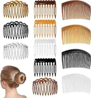 Comb Clip, Small French Comb, Hair Combs, 12 Pieces Plastic Teeth Hair Combs, Accessories for Women Bridal Wedding Veil Girls Thick and Fine Hair, Plastic Hair Twist Decorative Comb.