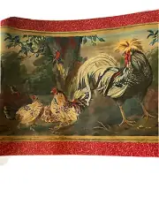 VTG Raymond Waites Wallpaper Border Fancy Chickens Roosters Old World Village 2