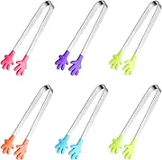 6PCS Mini Tong, Hand Shape Silicone Food Tongs, 5Inch Kid Tongs for Sugar Cubes, Serving Food, Colorful Kitchen Tongs Perfect for Kids by