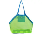 Beach bag beach toys sand toys bag, mesh bag large beach bag green, storage bag for beach toys foldable (green)