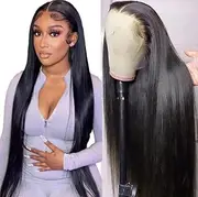 LONG YAO 28 Inch Straight Lace Front Wigs Human Hair Wig Pre Plucked 13X4 Straight Human Hair Wigs For Black Women Human Hair Wig Front Wigs