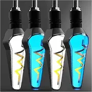 Indicators Flowing Turn Signal 1/2 Pair Universal Motorcycle Turn Signal Light Motorbike Led Indicator DRL Brake Flash 12V Turn Signal Indicator(2BLUE 2WHITE)