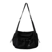 Nylon Messenger Bag Without Bag Charm - Black - One Size