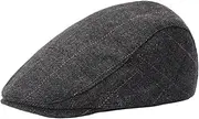 [Colaxi] Beret Hat Flap Cabbie Hat Herringbone Driving Cap Fashion Gift Warm Plaid Cap Men Plaid Flat Cap for Hiking Fishing Camping