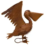 Willow & Silk Bird Figurine Large Flapping Pelican Rustic Garden Decor 46x50cm