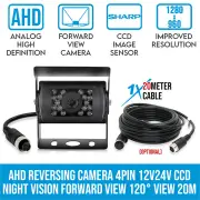 Elinz AHD Reversing Forward View CCD Camera 4PIN Night Vision Car Truck Caravan 120 Degrees View 20M Cable