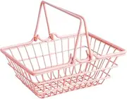 HOOTNEE Storage Mini Baskets Decor Mini Shopping Basket Pink Miniature Basket Prop Stylish Home Decor 1pc