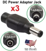 x3 DC Power Adapter 7.4x5.0mm Male Plug to 5.5x2.1mm Female Jack For HP