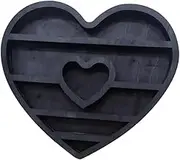 Wooden Crystal Display Shelf Wall Decor Wall Decoration Multifunctional Essential Oil Organizer for Dorm, Nursery Black, Heart Shaped