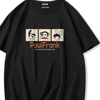 在飛比找蝦皮購物優惠-Paul frank/大嘴猴黑色短袖T恤男2024新款夏季純