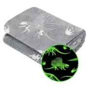 Glow in The Dark Throw Size 50" x 60"(130 x 150 cm) Fluorescent Dinosaur