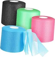 BUGUUYO 4rolls Pre Wrap Athletic Tape Soft Sponge Material High Elasticity Design for Sports Bandaging Shock Absorption Baseball Hair Soccer Outdoor Activities