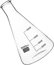 Mobestech Erlenmeyer Flask 500ml - Laboratory Beaker With Round Bottom and Flat Bottom - Thickened Glass Boiling Flask