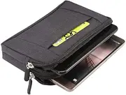 DFV mobile - Multipurpose Horizontal Belt Case 2 Compartments Zipper Compatible with Samsung Galaxy CORE Plus, SM-G350 - Black (16,5 x 9 x 2 cm)