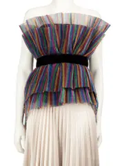 Pleated Tulle Strapless Top