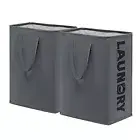 Large Laundry Basket Tall Hampers with Extended Handles, 2 x 75L Grey