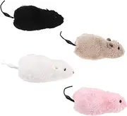 Sosoport 4Pcs Realistic Wind Up Plush Mouse Cat Interactive Fake Mice with Rotating Tail for Cats and Dogs Lifelike Design for Engaging Playtime and Party Pranks
