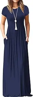 [VIISHOW] Women's Short Sleeve Loose Plain Maxi Dresses Casual Long Dresses Pockets