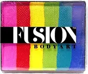 FUSION BODY ART Pro Quality Professional Water Based Face Paint Rainbow Cake - Bright Rainbow 50gr | Hypoallergenic Safe & Non-Toxic - Easy to Painting and Washing | US FDA and EU compliant