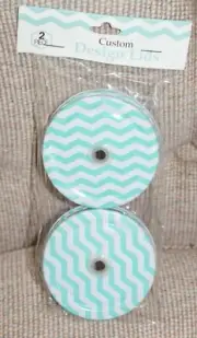 Custom White Aqua Chevron Design Lids Jar Caps Design Set of 4 Crafts Gifts