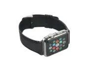 For Apple Watch Series 5,40-mm Case,Genuine Leather Oil Wax Rounded Strap,Black