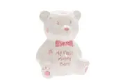 My First Money Bank Mini Teddy Money Box Ceramic White with Stars - Pink