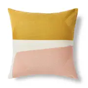 Cadence & Co. Lawrence Crewel Embroidered Cushion 45x45cm Mustard/Pink