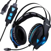KLIM Impact - USB Gamer Headset - 7.1 Surround Sound + Noise Isolating - High Definition Audio + PS4 PS5 Headset with Strong Bass - Gaming Video Games Headset with Microphone for PC PS4 PS5