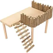 Hamster Playground, 11.8 X 8.3 X 8.3in Wooden Hamster Activity Playground, Small Animal Climb Platform with Stepped Climbing Ladder for Hamster, Mouse, Gerbil