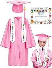 [QZYL] Kindergarten Graduation Cap and Gown Set, Unisex Congrats Grad Outfit with Tassel & Certificate for Pre-school