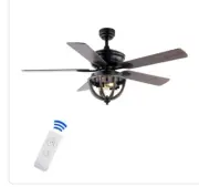 JONATHAN Y Ceiling Fan W/ Remote 52" 2-Light Iron Dome Shade LED Black