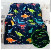 Jekeno Dinosaur Glow in the Dark Blanket Dino Throw for Kids Boys Girls Birthday