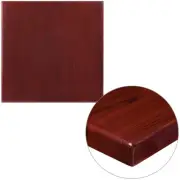 24'' Square Resin Restaurant Table Top in High-Gloss Mahogany Finish