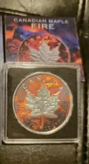Limited Canadian Royal Mint Color Fire Edition 1 Oz Silver Coin #255