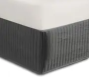 Luxton Quilted Bed Valance, Grey Color, Stretchable Fully Fitted Bed Skirt (Single Size, Grey)