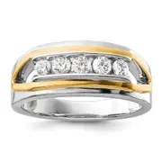 14k Two-tone White Gold 1/2 Ct. Lab Grown Diamond VS/SI+ G+ Five Stone Men's Ring