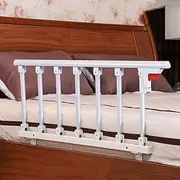 Side for Elderly Bed Fence Retractable Railing Foldable Bed Rail Safety Side for Elderly, Adults Assist Handle Bed Railing Metal Grip Bed Side Handrail (Silver White)