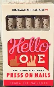 Hello Love Press On Nails Short Square Gold Flakes Junkmail Millionaire ✨